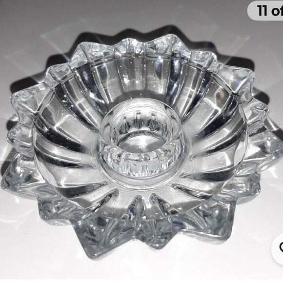 CRISTAL DE FLANDRE CANDLE HOLDERS 8 FRENCH VINTAGE CRYSTAL FLORILEGE 3 5/8" - Picture 8 of 12